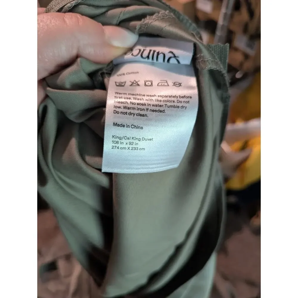 NEW Quince KING Giza Cotton Sateen Duvet Cover Dried Sage Green  NO INSERT/SHAMS